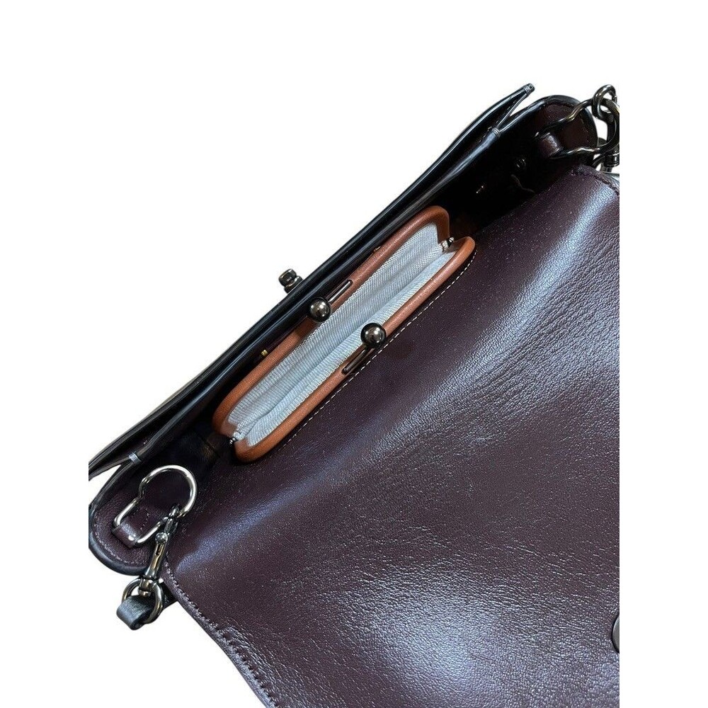 Coach 1941 Metallic Gray Leather Signature Embossed Dinky - Gunmetal - Graphite - Picture 8 of 11
